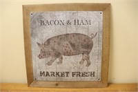 Metal & Wood Bacon & Ham Sign
