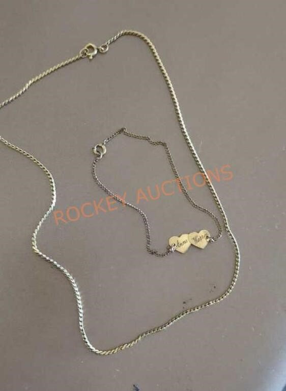 12 karat gold filled necklace and bracelet