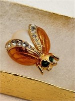 Estate Ladybug Brooch w/ box