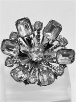 Antique estate Brooch Lg Rhinestone Crystals