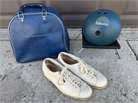 Vintage Bowling Ball with Bag and Shoes #1