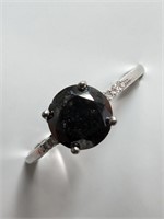 $2740 14K  Black Diamond(1.4ct) Diamond(0.05ct) Ri