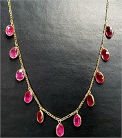 $5760 14K  Natural Ruby 20"(12.3ct) Necklace