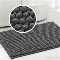 $15  3-Turquoize Chenille Bathroom Rug, 17x24, Gre