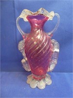 Cranberry Glass Vase 10" H