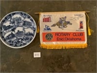 Vintage Enid OK Rotary Club Flow Blue Plate