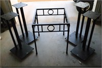 4 Speaker Stands & Table (Missing Glass)