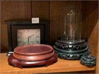 Mantel Clock Wooden Stands & Glass Dome