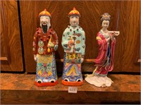 Porcelain Oriental Men Geisha Girl Figurines