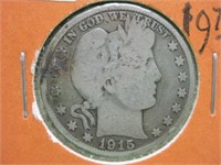 1915-S Barber Silver Half Dollar - 90% Silver