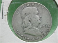 1954 Ben Franklin Silver Half Dollar - 90% Silver
