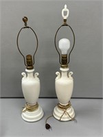 2 Antique Milk Glass Lamps