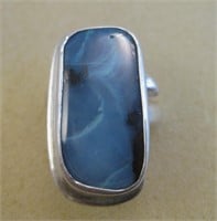 Sterling Silver Blue Stone Ring - Hallmarked