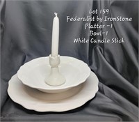 Federalist Platter bowl and candle stick