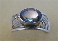 Sterling Silver Multi Color Stone Ring -Hallmarked