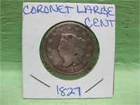 1827 Coronet Head Large Cent In Coin Flip