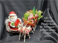 Plastic Santa with Reindeer and Planter Santa