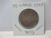 1842 Braided Hair Large Cent In Coin Flip