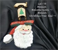 Wooden Welcome Santa, Sled
