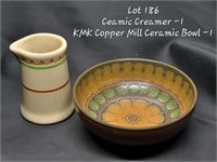 Ceramic Creamer, Copper Bowl