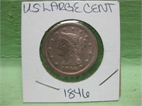 1846 Braided Hair Large Cent In Coin Flip