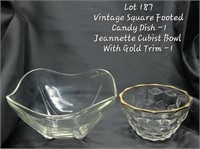 vintage candy dish, bowl with trim