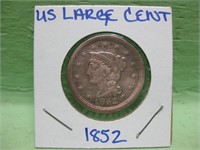1852 Braided Hair Large Cent In Coin Flip