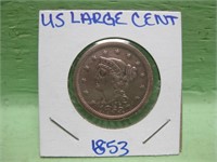 1853 Braided Hair Large Cent In Coin Flip