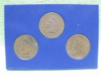 Three Indian Head Pennies - 1893, 1902 and 1905