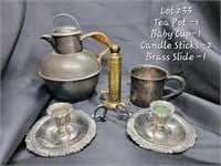 Tea Pot, Baby Cup, Brass Slide