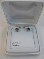 Sterling Silver Lab Created Sapphire Earrings