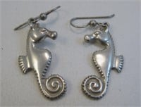 Sterling Silver Seahorse Earrings - Hallmarked