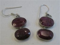 Sterling Silver Red Stone Earrings - Tested