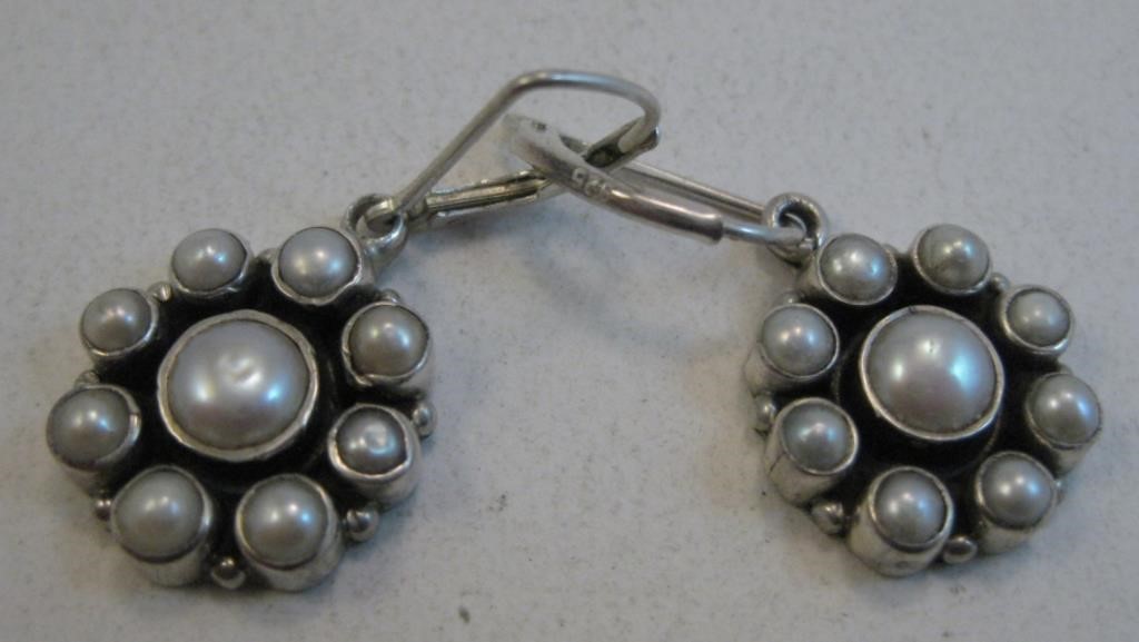 Sterling Silver Cluster Earrings - Hallmarked