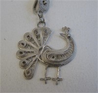 Sterling Silver Peacock Necklace - Hallmarked
