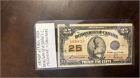 Canada 25 cent Bill 1923