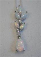 Sterling Silver Opal Necklace - Hallmarked