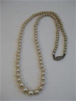 Sterling Silver Clasp Pearl Necklace