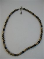 Sterling Silver Clasp Tiger Eye Bead Necklace