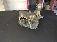 Ceramic Wolf and Pup Table Art