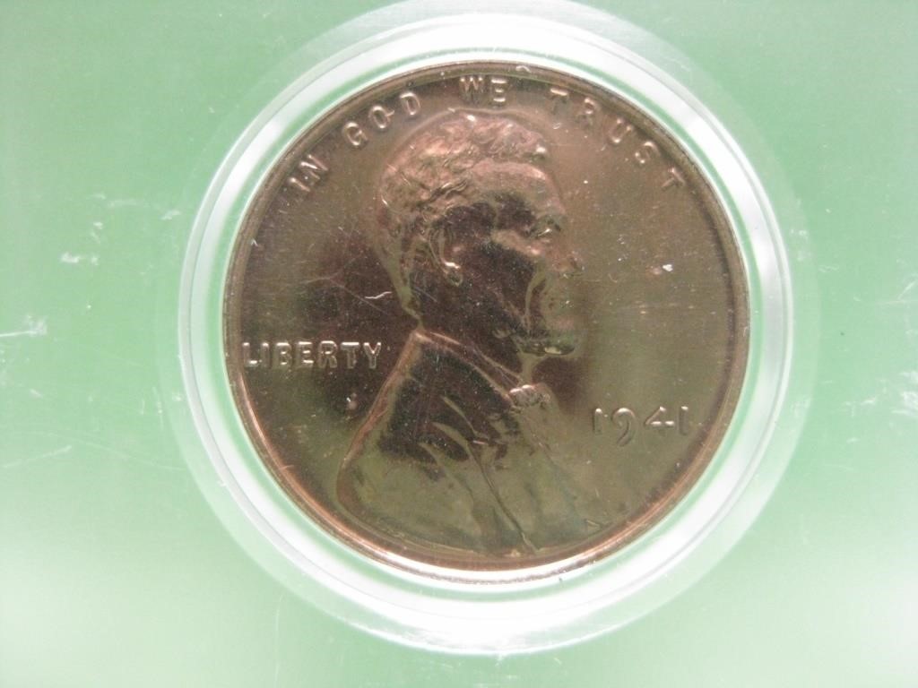 1941 Proof Lincoln Cent In Acrylic Case