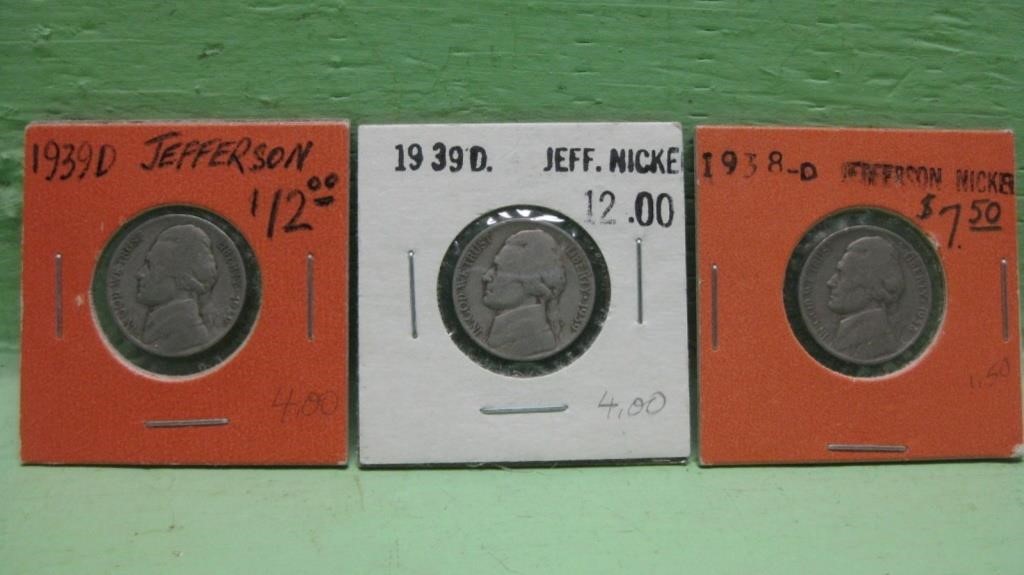 Three Jefferson Nickels