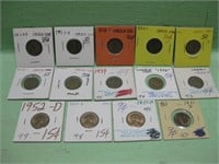 Fourteen Assorted Dates Lincoln Cents In Coin Flip