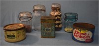 Assorted Fruit Jars & Adv. Tins