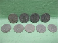 Nine 25 Centavos Guatemala Coins