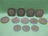 Twelve Assorted Peso Mexican Coins