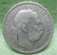 1894 Denmark One Kroner Silver Coin