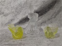 Vintage Crystal Bell & 2 Glass Birds