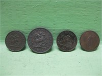 Four Vintage Bank Of Upper Canada Tokens