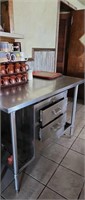 Stainless steel 48" prep table w/2cdwr bun warmer